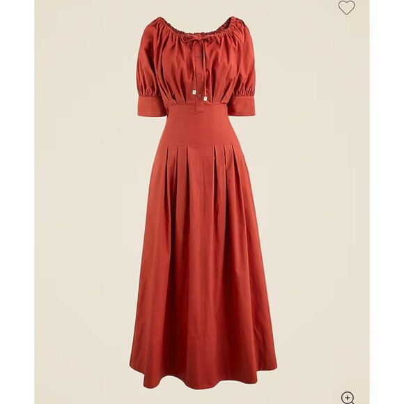 J.Crew Cinched-waist shirtdress‎ red milk maid preppy sz 6